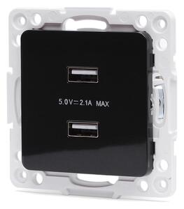 Aigostar - USB napájecí zásuvka bez rámečku 2x USB-A černá