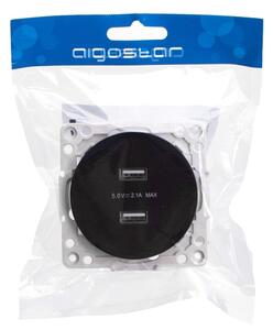 Aigostar - USB napájecí zásuvka bez rámečku 2x USB-A černá