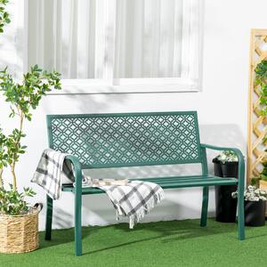 Zahradní lavice HOMCOM nosnost 280 kg 127 x 63 x 83 cm tmavě zelená