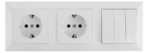 Aigostar - Trojitý vypínač č. 3 a 2x zásuvka SCHUKO 230V s rámečkem bílá