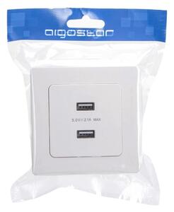 Aigostar - USB napájecí zásuvka s rámečkem 2x USB-A bílá