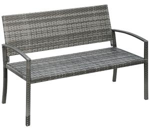 OUTSUNNY Zahradní lavice ocelový rám s ratanovým výpletem pro 2 osoby do 320 kg šedá