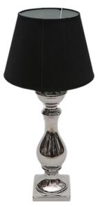 Stolní lampa se stříbrným podstavcem a černým stínidlem