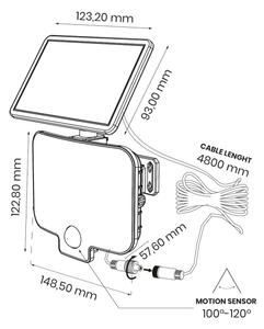 LED Reflektor se senzorem a solárním panelem ALEX LED/5,5W/3,7V 1200 mAh IP44