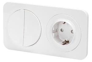 Aigostar - Dvojitý vypínač č. 5 a zásuvka SCHUKO 230V s rámečkem bílá