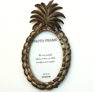 Zlatý fotorámeček ve vintage stylu ve tvaru ananasu