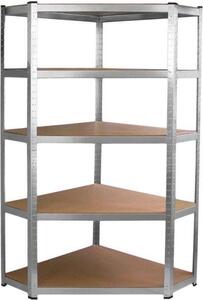 Rohový regál Fieldmann FDR 1840R, nosnost 175 kg na polici, MDF deska, pozinkovaná ocel, regálový systém pro sklad, garáž, kancelář