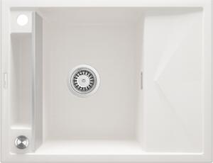 Aplomo Magnetic 64 granitový dřez s odkapávačem, bílá