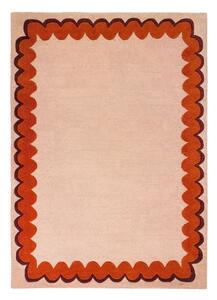 Oranžový/v přírodní barvě ručně tkaný vlněný koberec 140x200 cm Wiggle Wool – Flair Rugs