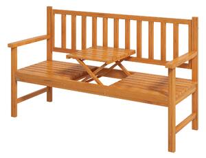 OUTSUNNY Zahradní lavice trojmístná se zabudovaným stolkem do 280 kg 153 x 56 x 91 cm světle hnědá