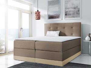 Boxspringová manželská postel 160x200 SANDIA - béžová / hnědá + topper ZDARMA