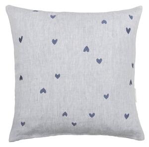 Lněný povlak na polštář Blue All Hearts 60 × 60 cm