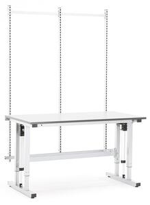 AJ Produkty Výškově nastavitelný pracovní stůl MOTION, elektrický, se zadním rámem, 300 kg, 2000x800 mm, šedá