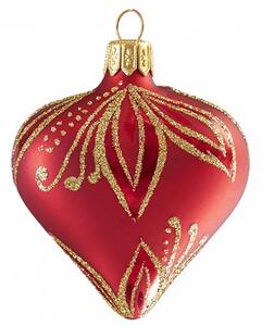 Vánoční srdce červené zlaté listy