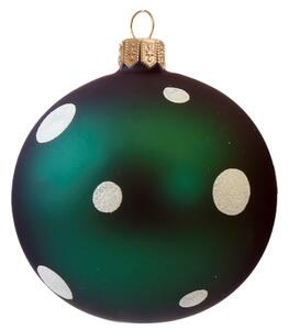 Vánoční skleněná koule zelená puntík