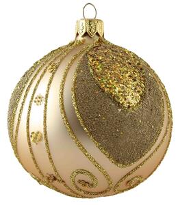 Skleněná vánoční baňka zlatá dekor