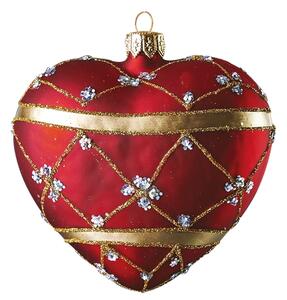 Vánoční srdce červené zlatý dekor