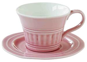 Easy Life Porcelánový šálek a podšálek Abitare růžový - 250ml