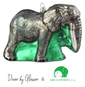 Nadační skleněná ozdoba slon