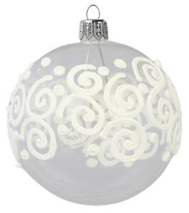 Vánoční koule průhledná bílý dekor