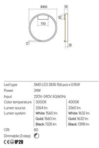 Redo 01-2819 - LED Stmívatelné nástěnné svítidlo FEBE LED/24W/230V černá
