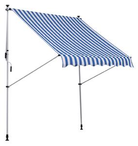 OUTSUNNY Výškově nastavitelná přenosná markýza vhodná na balkon 200 x 150 cm modrobílá