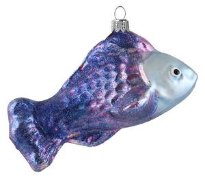 Skleněná ryba fialová třpytivá