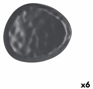 Plochá Mísa Bidasoa Cosmos Černý Keramický 23 cm (6 kusů)