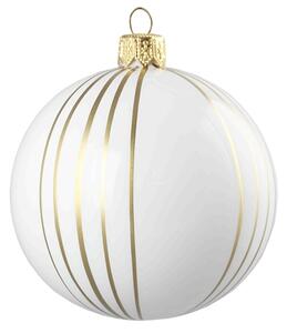 Vánoční koule bílá zlaté proužky