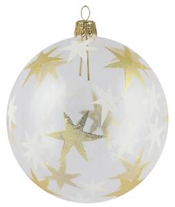 Skleněná vánoční koule čirá hvězdy