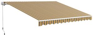 OUTSUNNY Stahovací markýza ruční s nastavitelným sklonem hliníková 350 x 300 cm žlutočerná