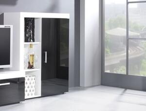 Cama Meble Komoda Samba REG3 - bílá / černý lesk