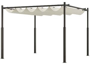 OUTSUNNY Volně stojící kovová pergola se stahovací plátěnou střechou 300 x 300 cm bílá