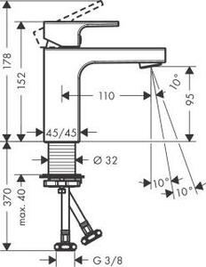 Hansgrohe Vernis Shape, jednopáková umyvadlová baterie, model 100 CoolStart, s mechanismem pro otevírání odtoku stisknutím