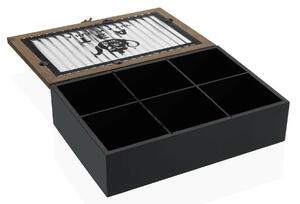 Krabice na čaj Versa Černý Kov Dřevo MDF 24 x 6,5 x 16,5 cm