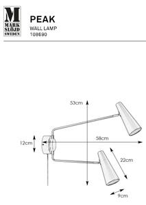 Markslöjd 108690 - Nástěnná lampa PEAK 2xE14/40W/230V černá