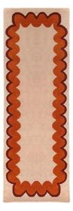Oranžový/v přírodní barvě ručně tkaný vlněný běhoun 80x230 cm Wiggle Wool – Flair Rugs