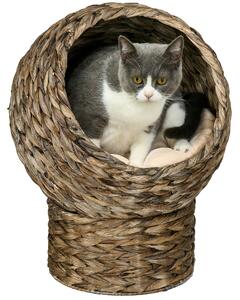 PAWHUT Pelíšek pro kočky ratanový BALL 42 x 33 x 52 cm tmavě hnědá