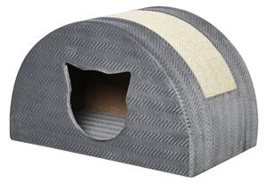 PAWHUT Pelíšek pro kočky se škrabadlem BOW 49 x 30 x 30 cm šedá