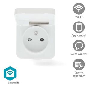 Nedis WIFIPO130EWT - Chytrá zásuvka 3680W/230V/ Typ E/16A Wi-Fi Tuya IP44