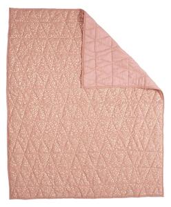 Růžová deka prošívaná se vzorem zlatých konfet