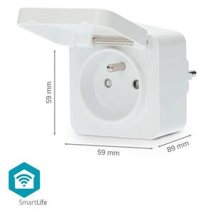 Nedis WIFIPO130EWT - Chytrá zásuvka 3680W/230V/ Typ E/16A Wi-Fi Tuya IP44