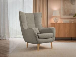 Designové křeslo ušák LEVI - šedobéžové