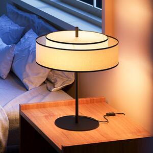 Maytoni Stojací lampa Bergamo, bílá/černá, textil, výška 39 cm, E14, Bílá / opál, Obývací pokoj / jídelna, Textil / tkanina / hedvábí, Skandinávský