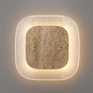 Maytoni LED nástěnné světlo Tavo, výška 25 cm, béžové, kámen/sklo, 2700 K, Krémová / jantar, Obývací pokoj / jídelna, Sklo, Moderní