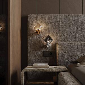 Maytoni LED nástěnné světlo Quadro, šedé, sklo, 3000 K, výška 18 cm, Obývací pokoj / jídelna, Sklo, Moderní