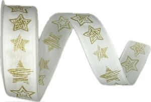 Stuha vánoční STARLIGHT CREAM GOLD krémová 25mm x 3m (9,-Kč/m)