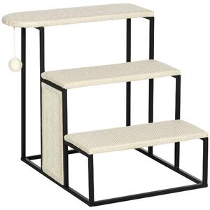 PAWHUT Schody pro pejsky a kočky se škrabadlem 3 stupně 51 x 54 x 53 cm bílá
