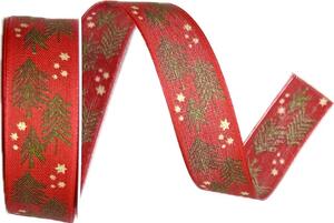 Stuha vánoční X-MAS TREES RED červená 25mm x 3m (9,-Kč/m)
