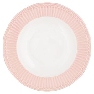 Greengate Keramický polévkový talíř Alice Pale Pink 21,5x21,5cm